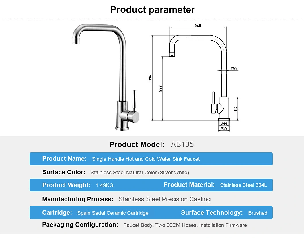 Kitchen Mixer Water Stainless Steel 304 Upc RO Faucet Kitchen Sink Faucet Touchless