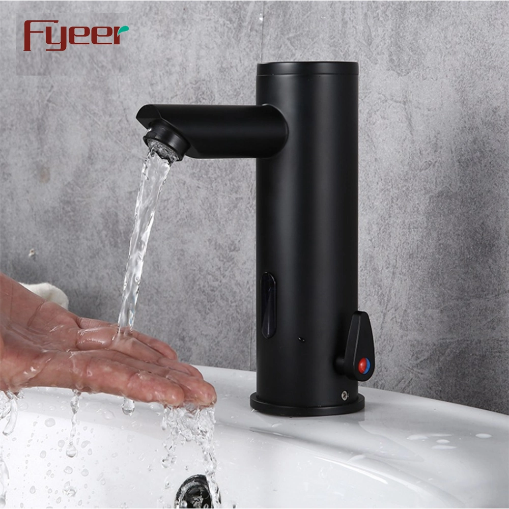 Fyeer Single Handle DC Power Matte Black Touchless Bathroom Automatic Sensor Faucet