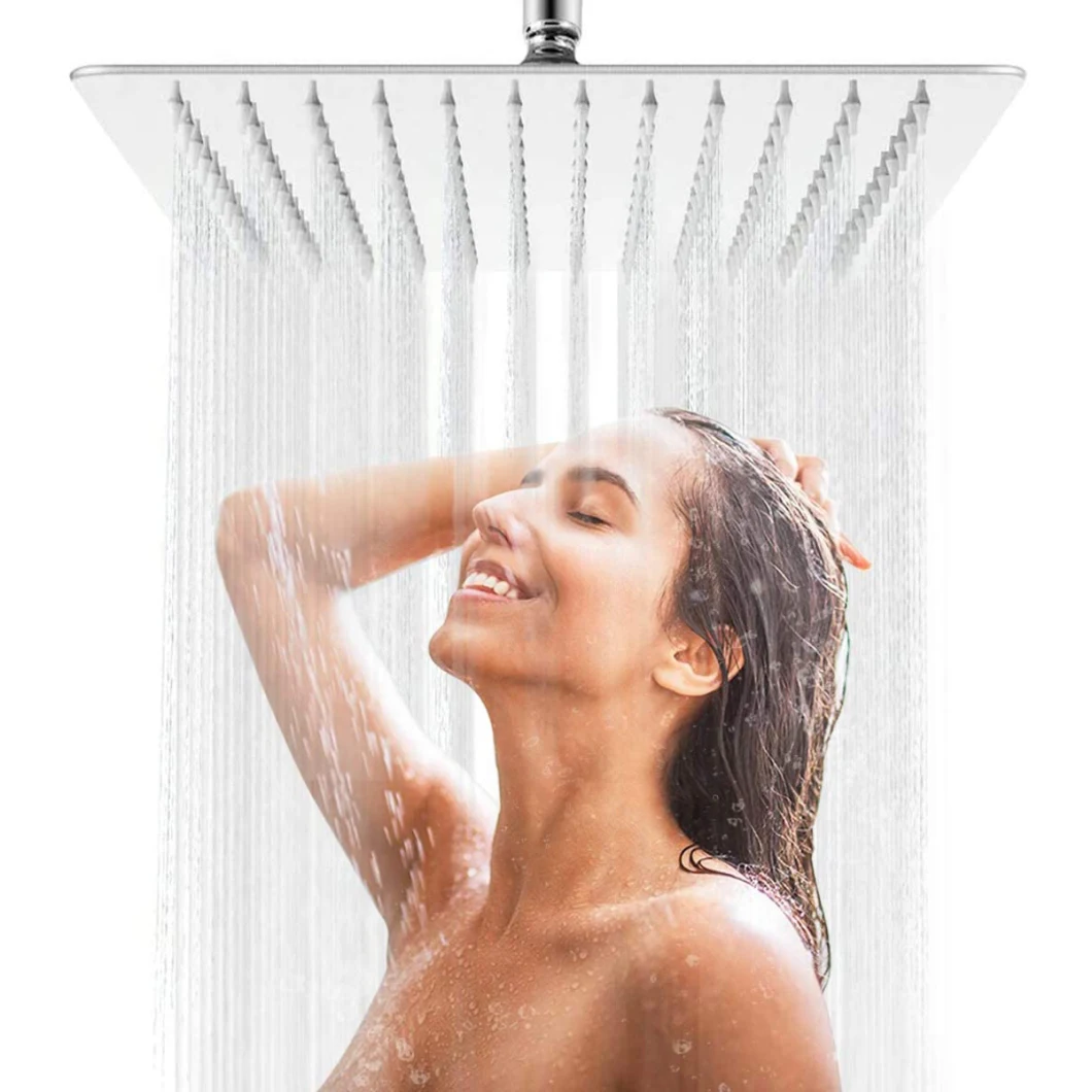 12 Inch Rain Shower Head, Square Ultra Thin 304 Stainless Steel Large Rainfall Shower Head, Full Body Coverage Modern Shower Head