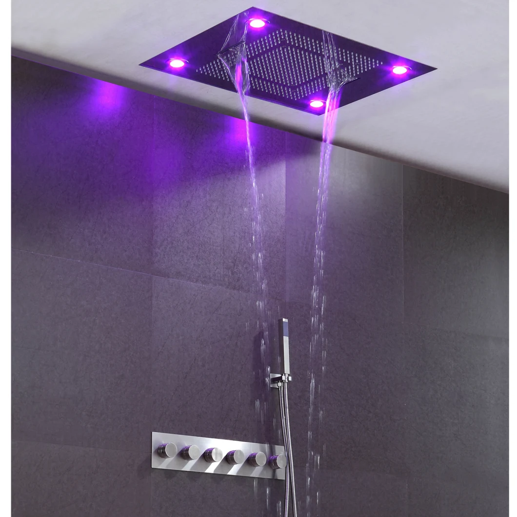 Chromotherapy Stainless Steel Shower Head Sanitary Ware Shower Set Large Size 60X80cm